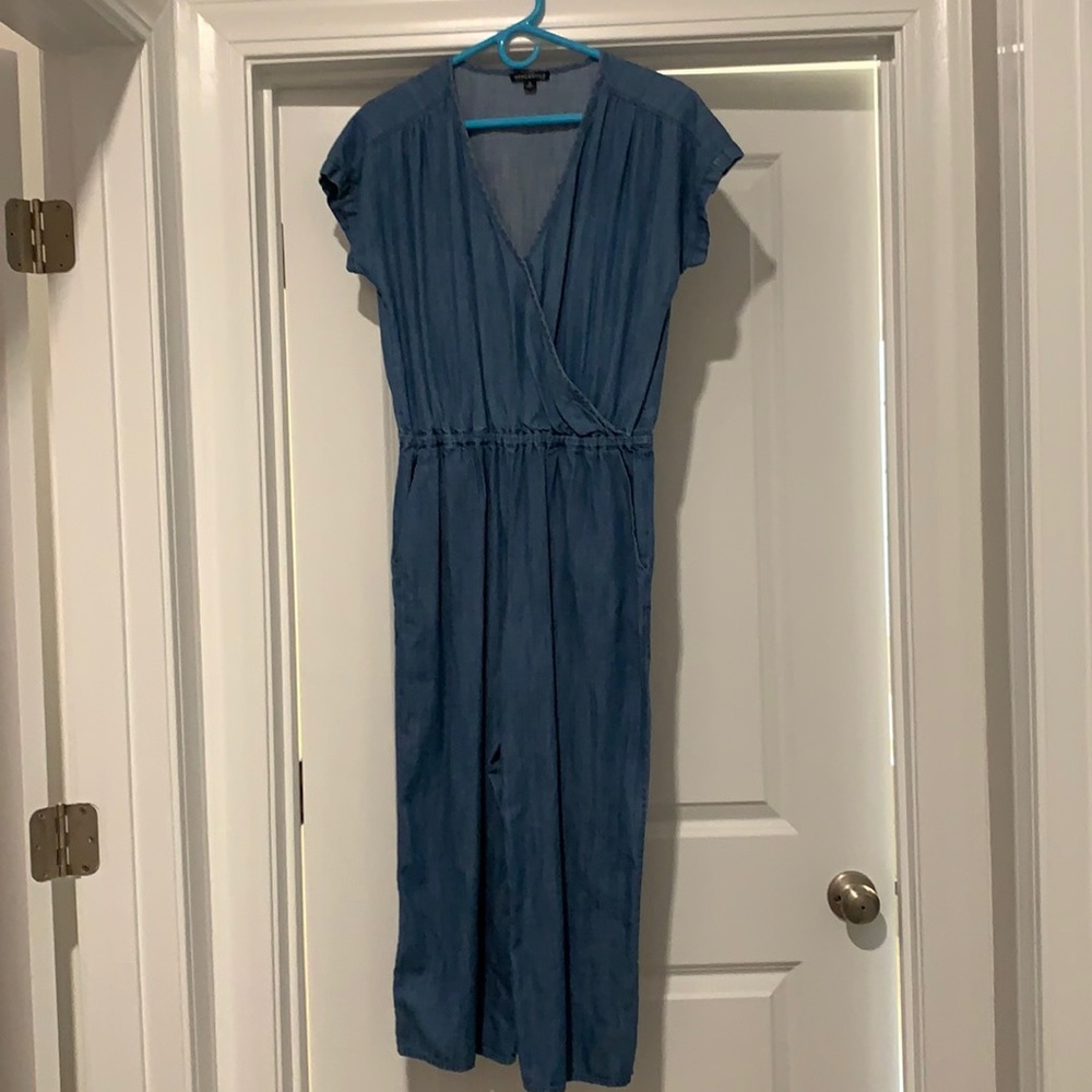 Denim cropped jumpsuit